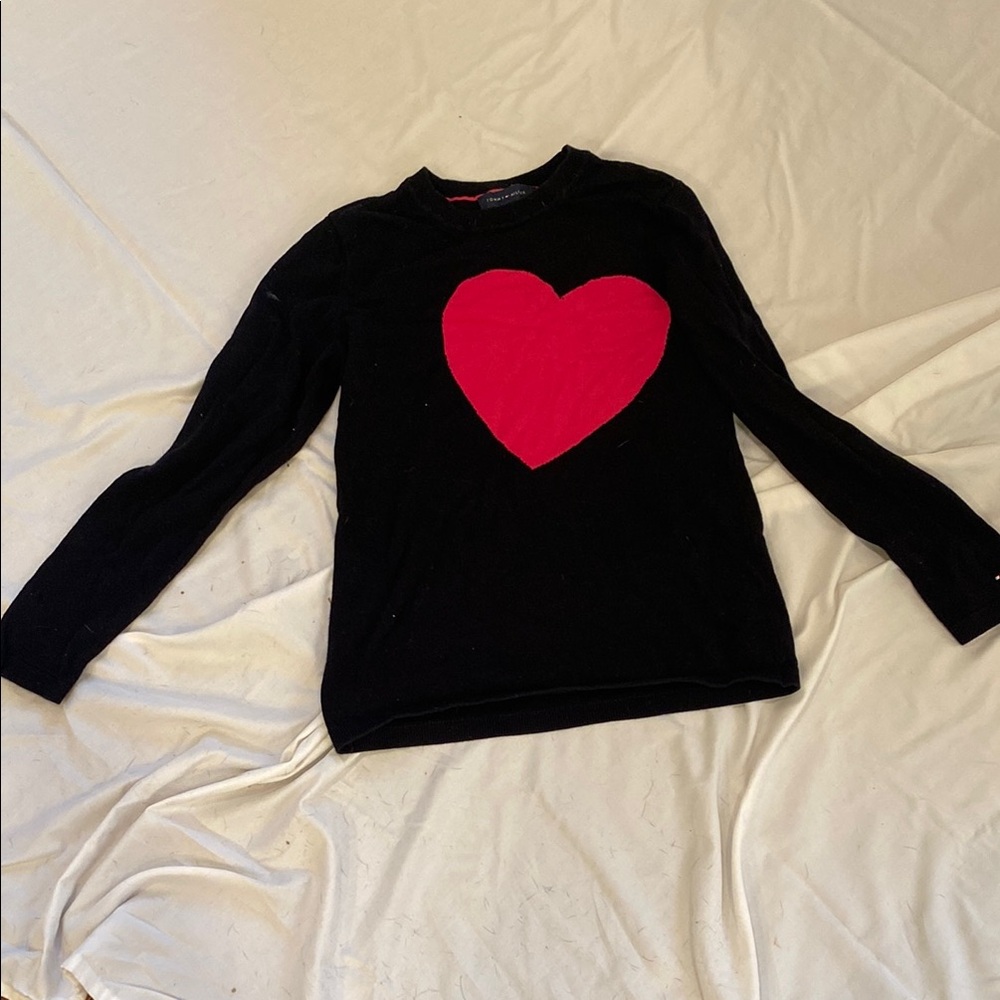 Black Long Sleeve Shirt with Red Heart